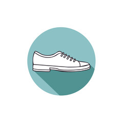 Classic Shoe Line Art Icon with Long Shadow Flat Design Style