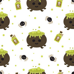 halloween seamless pattern with witch potion