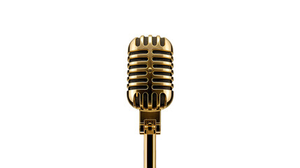 Fototapeta premium Vintage golden microphone on white background