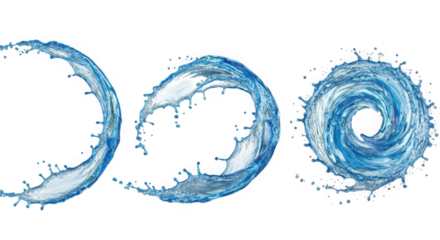 Water splash collection dynamic liquid shapes isolated on white background