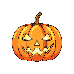 Halloween pumpkin vector, Jack-o’-Lantern icon, spooky face, scary pumpkin illustration, flat clean design