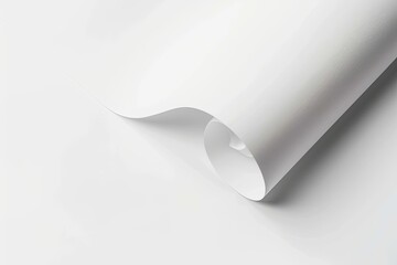 Curled White Sheet in Studio Empty space. For graphics, posters, and print projects