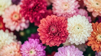 Vibrant Chrysanthemum Collection Displaying a Rich Palette of Autumnal Colors