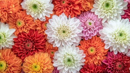 Floral arrangement featuring chrysanthemums in vibrant and diverse color palette