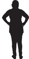 vector,silhouette of back view of a woman standing, arma akimbo