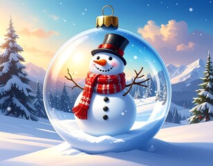 Snowman in a glass ornament