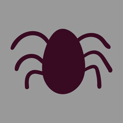 Simple Dark Purple Spider Icon on a Plain Gray Background - Graphic Illustration of an Arachnid