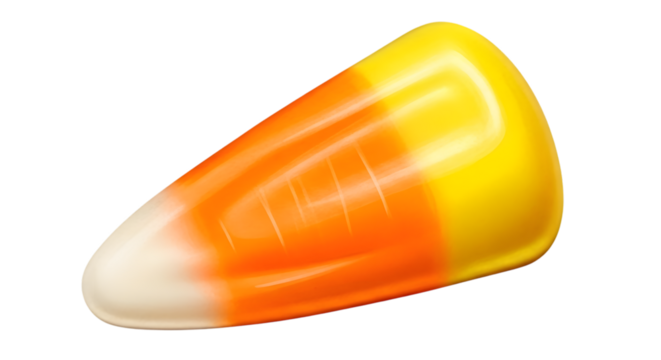 Single candy corn isolated on transparent background