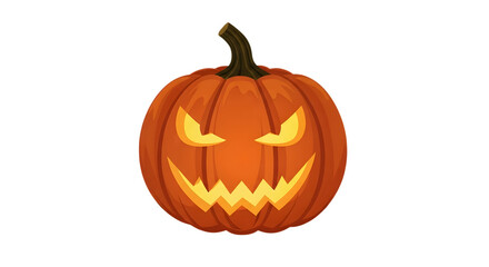 Jackolantern with a carved scary face isolated on transparent background
