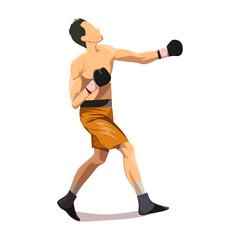 Boxing athlete throwing a powerful punch during a competitive fight in the ring, showcasing athletic prowess