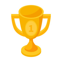Golden first place trophy celebrating achievement and victory with a large number 1 on its front