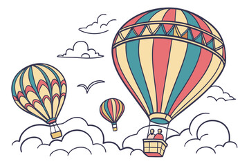 Fototapeta premium Three colorful hot air balloons floating in the sky 1