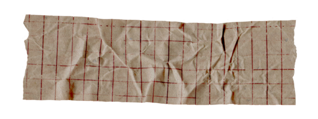 Vintage Washi Tape Strip. Wrinkled torn sticky paper piece with grunge old texture. Decorative adhesive for scrapbooking, collage, journal and craft isolated