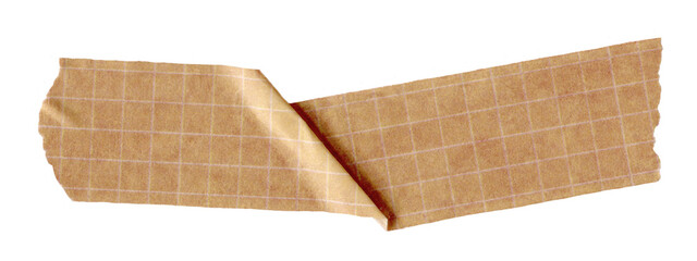 Brown Paper Tape Strip with Torn Edges. Vintage wrinkled texture craft and scrapbooking elements