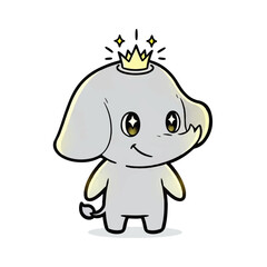 Fototapeta premium Adorable Cartoon Elephant with Crown A Fun and Whimsical Illustration