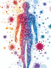 Conceptual infographicstyle illustration of measles outbreak