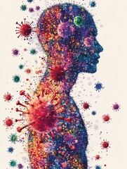 Conceptual infographicstyle illustration of measles outbreak