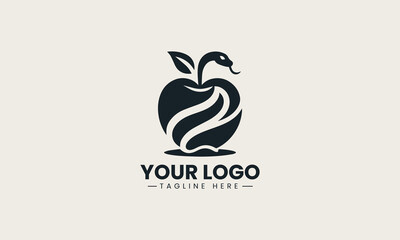 Obraz premium Apple And Serpent vector logo illustration
