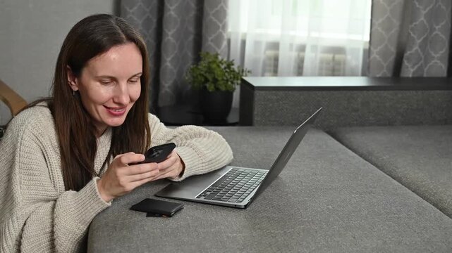 Woman shopping, placing order in online store, secure payment	