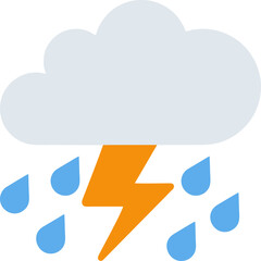 Thunderstorm Cloud with Rain and Lightning Vector Illustration