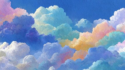 Vibrant Watercolor Sky Clouds with Blended Pastel Hues and Soft Texture - Digital Background for Web, Print, and Decorative Design Projects