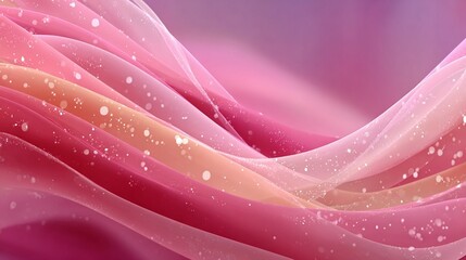 Abstract Flowing Ribbons in Pink, Purple, and Orange Hues with Glitter Particles - Elegant Soft Gradient Backdrop for Digital Design, Decorative Elements, and Modern Wallpapers