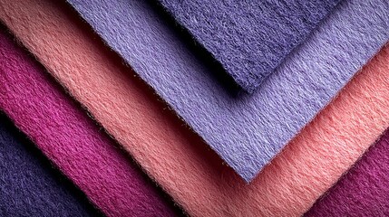 Layered Soft Fleece Textile Swatches in Pastel Pink, Purple, and Magenta Hues with Textural Detail for Craft Projects, Home Decor, and Design Mockups