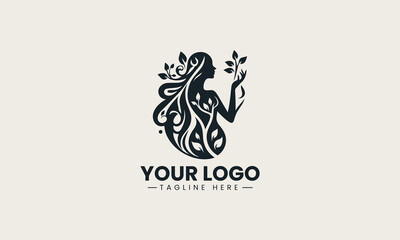Fototapeta premium Plant Goddess vector logo illustration