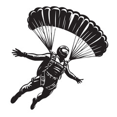 Skydiver with Parachute Silhouette
