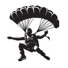 Skydiver with Parachute Silhouette
