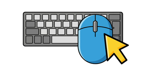 keyboard mouse cursor using computer with a mouse cursor over the keyboard perfect for illustrating technology office work and web design trends.