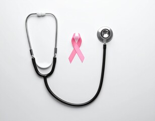Medical Check with Ribbon – Health Awareness for No Bra Day