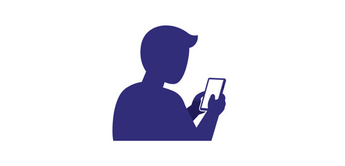Man using phone browsing on a smartphone standing in a modern home connecting with social media and texting perfect for tech articles.