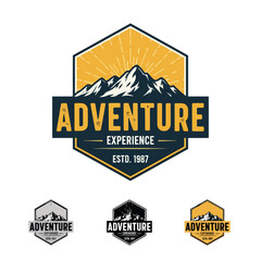 Obraz premium Set of 3 adventure logo designs with mountain icon