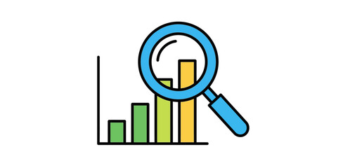 market analysis with magnifying glass over growth chart illustrating business insights strategic planning and data driven decision making for corporate finance