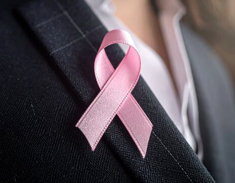 Pink Ribbon Flat Icon – Breast Cancer Awareness Symbol for No Bra Day - Powered by Adobe