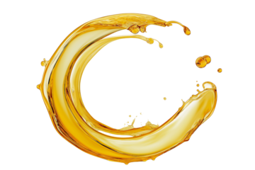 Splash of oily liquid close-up isolated on white background