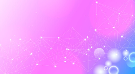 Abstract pink and blue technology background with network mesh