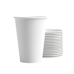 Blank paper coffee cups on a white background, packaging mockup with empty space to display your branding design