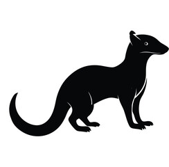 Silhouette of a black marten, standing sideways