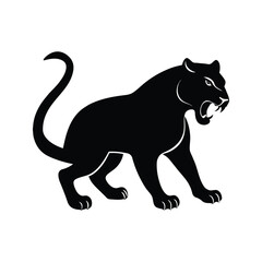 Black and white silhouette powerful panther