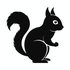 Silhouette of a black squirrel, standing sideways