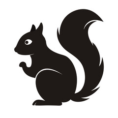 Silhouette of a squirrel, standing on its hind legs