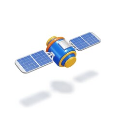 Cartoon satellite illustration, space technology and exploration art