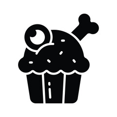 Spooky cupcake with bone decoration for Halloween desserts, premium vector