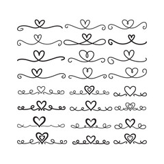Fototapeta premium Heart Divider Vector Set – Decorative Love Borders and Ornaments