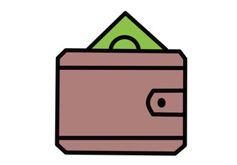 Wallet Money Finance Icon Flat Color Vector for Payment Banking Investment Budget Planning and Financial Management Design