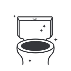 Isolated pictogram of a clean toilet with sparkle, hygiene reminder sign for public restroom, keep toilet clean, flush after use.