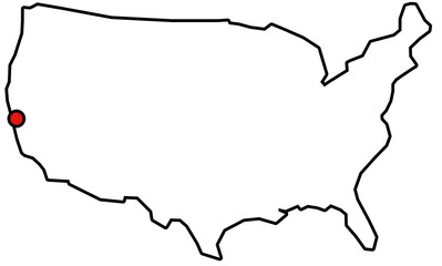 Rote Markierung von San Francisco auf vereinfachter Karte der USA