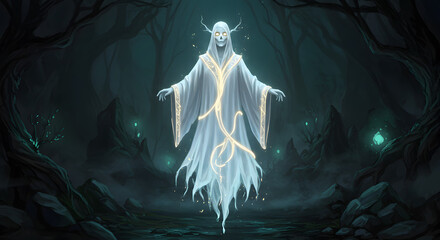 Spectral Ghost in a Dark Forest Illustration